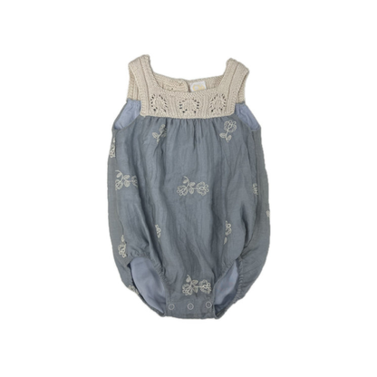 Clô  Flower Embroidery Bubble With Square Crochet Neck - SB5CP7146B