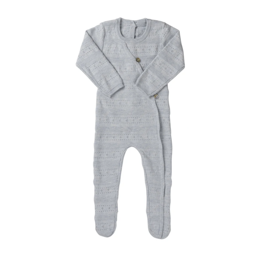 Kipp Pointelle Stripe Knit Romper & Bonnet Set - G2701RH
