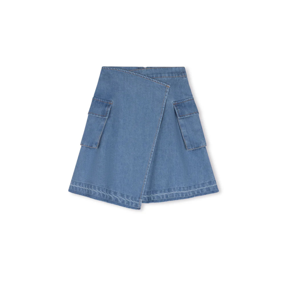 Cabana  Denim Wrap Pocket Skirt - C-19624