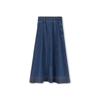 Cabana  Denim Paneled Stitch Maxi Skirt - C-18944