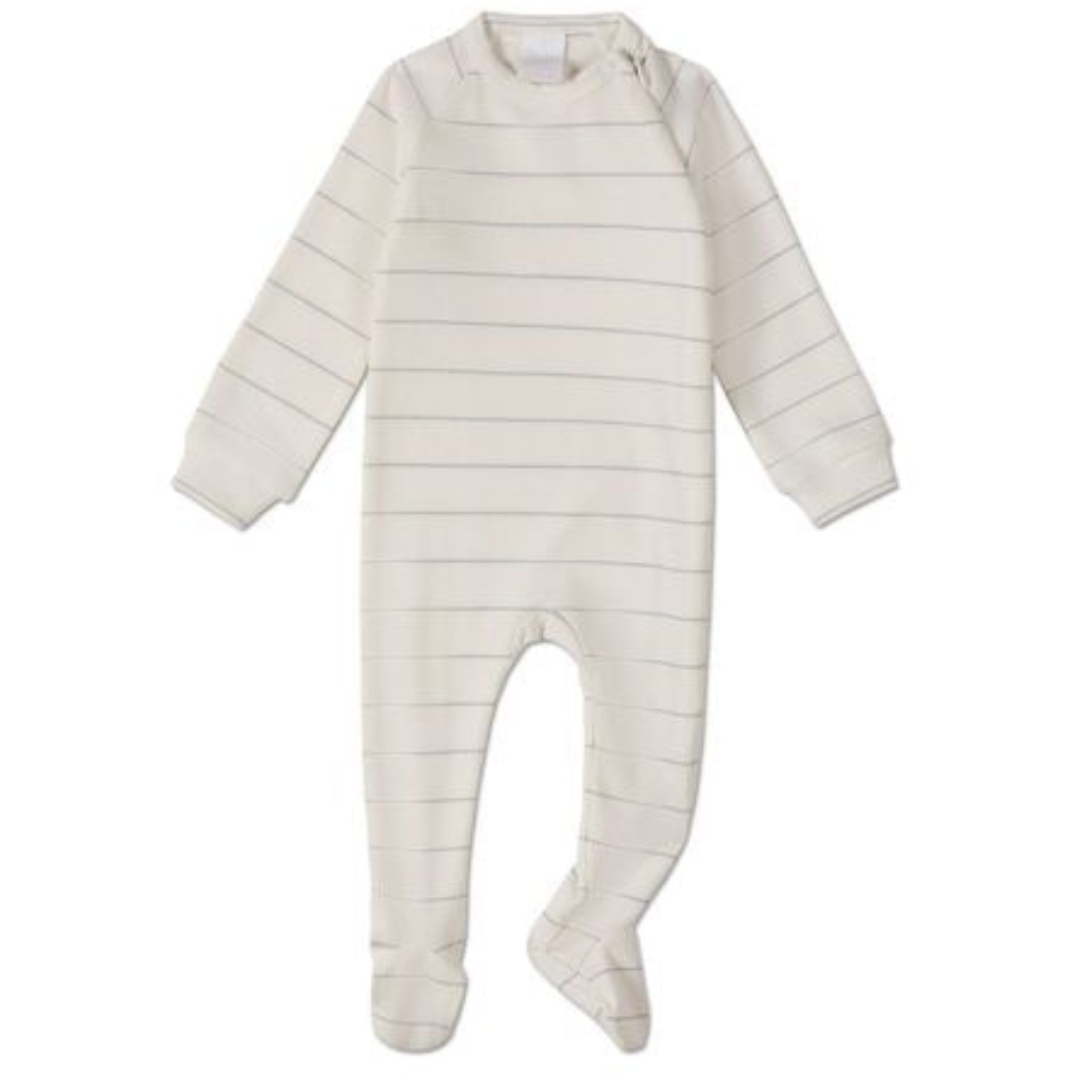 MiniMoi Metallic Striped Side Zipper Footie - IAD09265