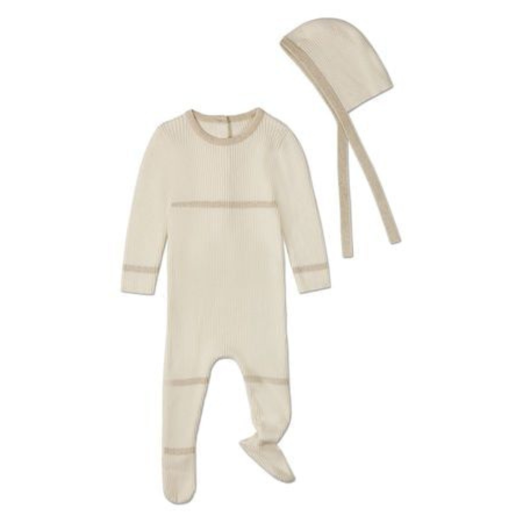 MiniMoi Gold Lurex 2 Pc Footie Set - INA09288