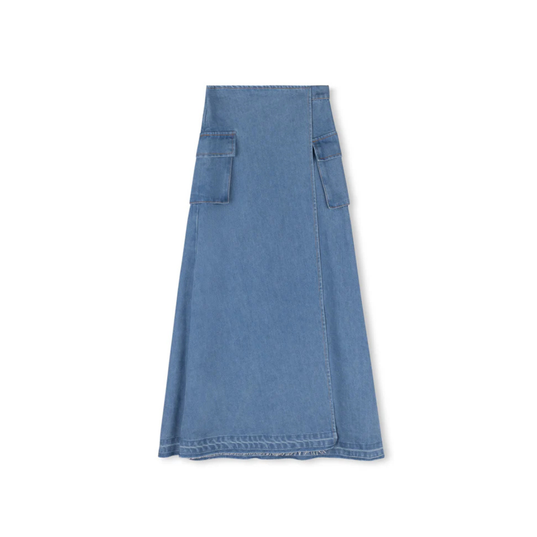 Cabana  Denim Wrap Long Skirt - C-18905