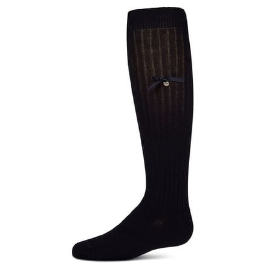 Memoi Fancy Logo Bow Knee High - MKF-7214
