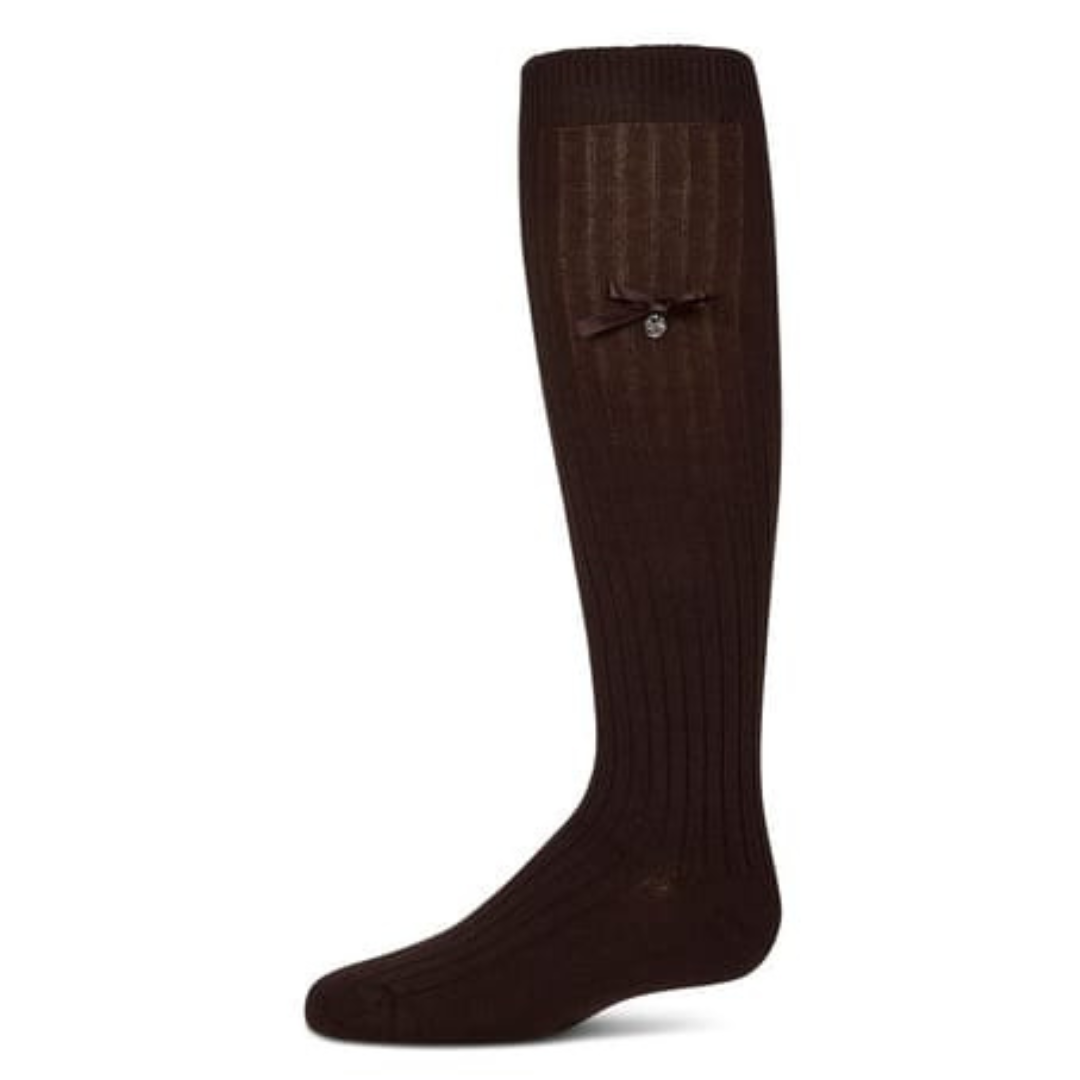 Memoi Fancy Logo Bow Knee High - MKF-7214
