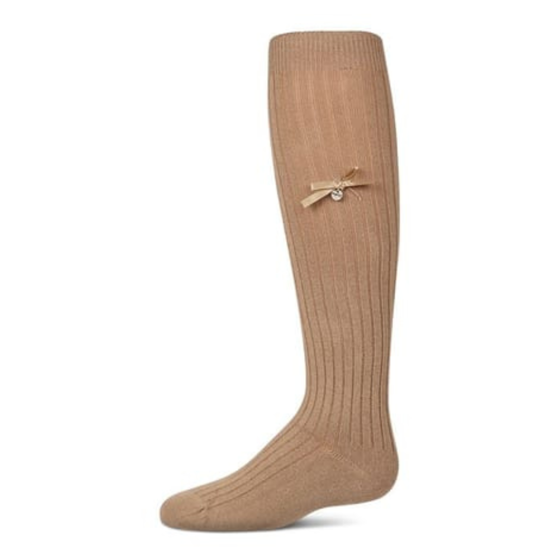 Memoi Fancy Logo Bow Knee High - MKF-7214