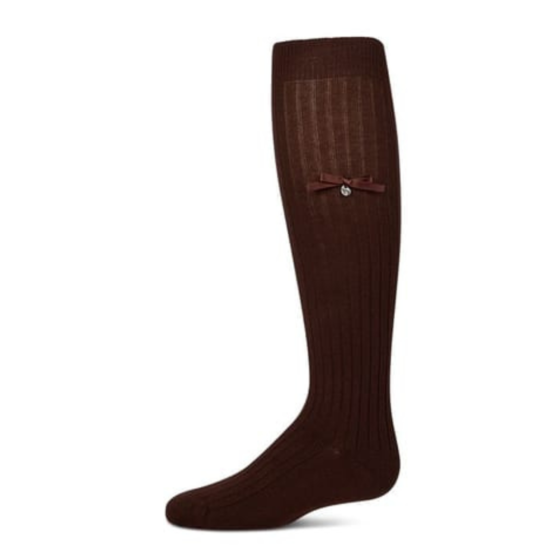 Memoi Fancy Logo Bow Knee High - MKF-7214