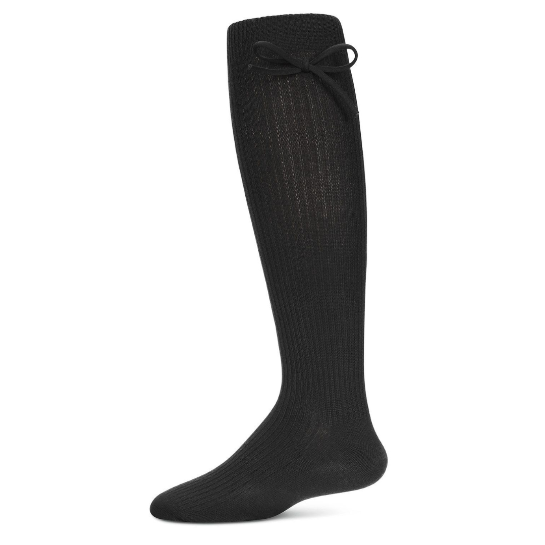 Memoi Girls Ribbed Bow Knee-High Socks - Mkf-2007