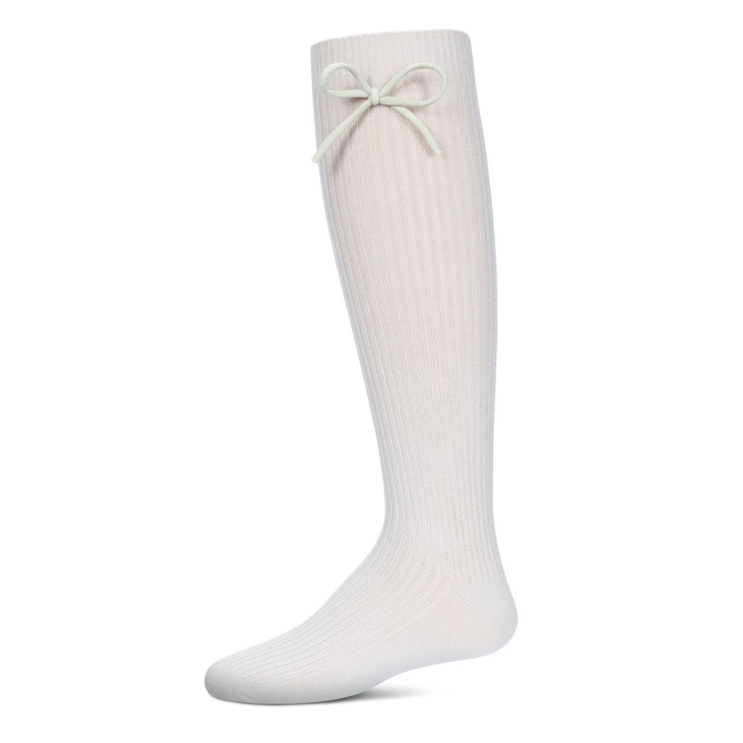Memoi Girls Ribbed Bow Knee-High Socks - Mkf-2007