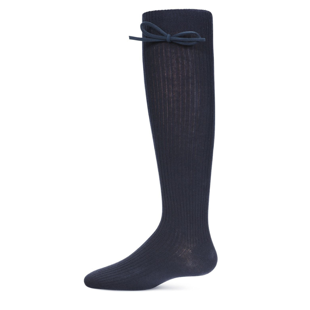 Memoi Girls Ribbed Bow Knee-High Socks - Mkf-2007