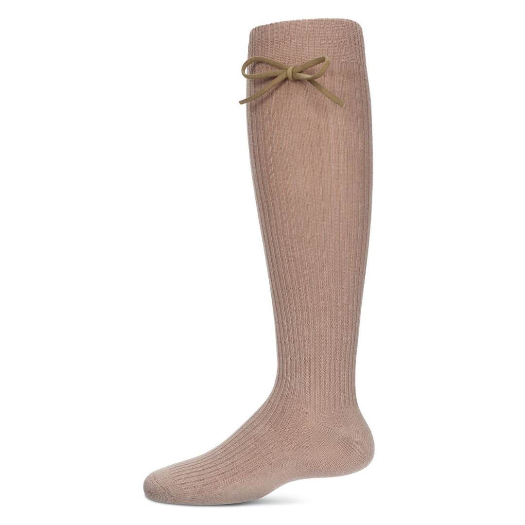 Memoi Girls Ribbed Bow Knee-High Socks - Mkf-2007