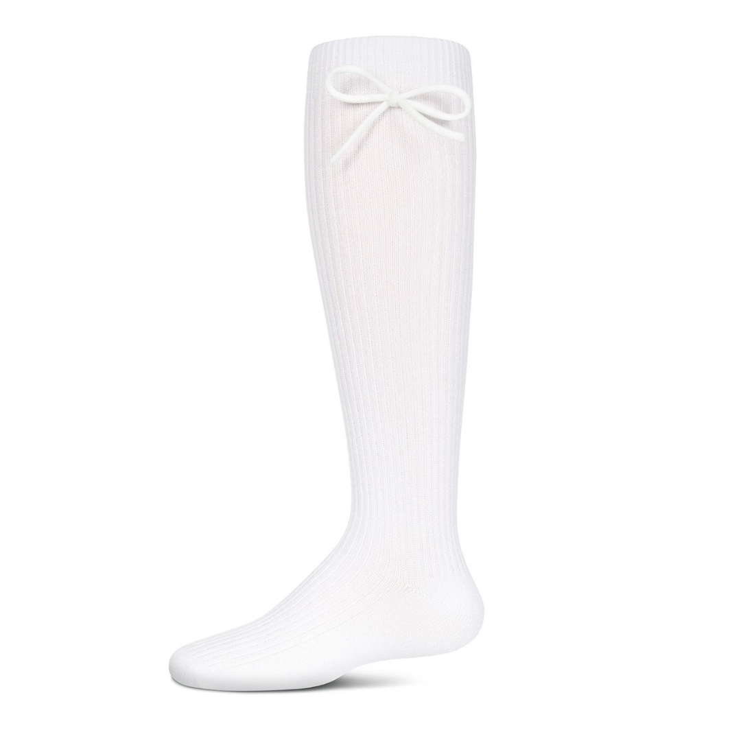 Memoi Girls Ribbed Bow Knee-High Socks - Mkf-2007