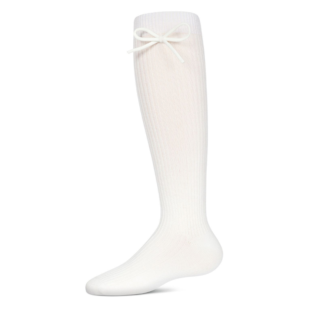 Memoi Girls Ribbed Bow Knee-High Socks - Mkf-2007