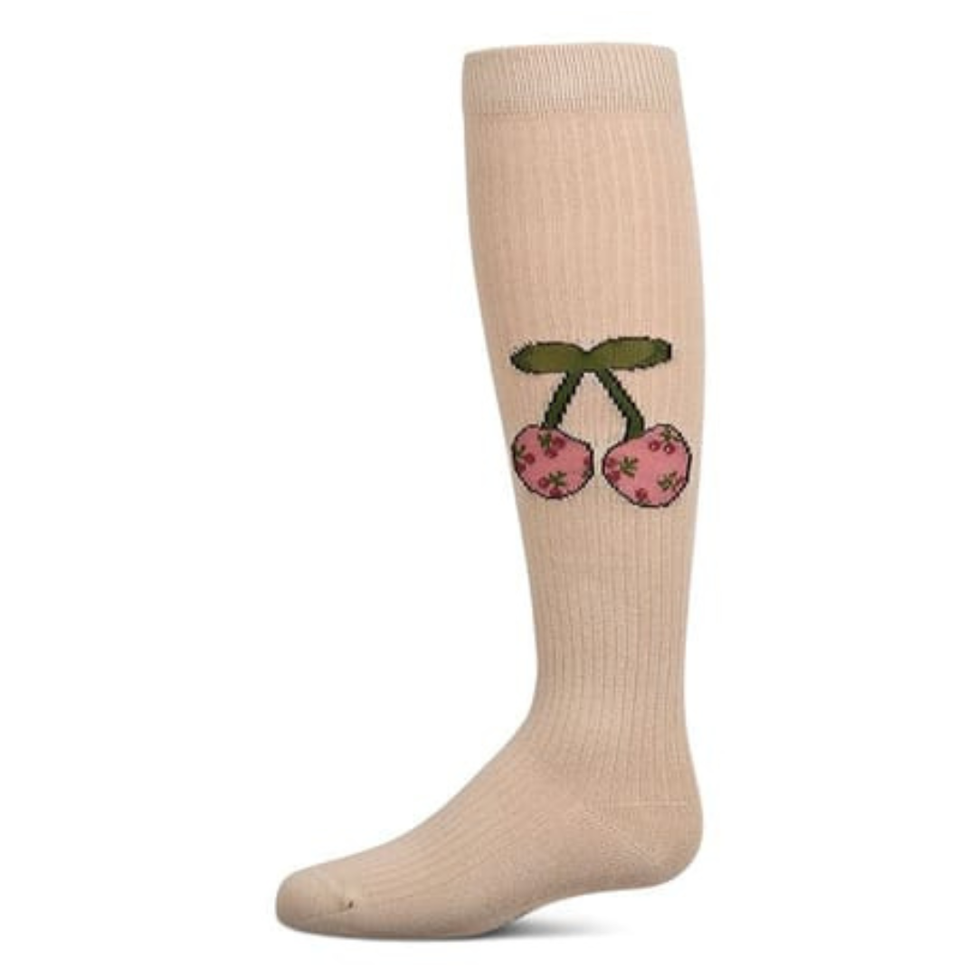Memoi Ribbed Cherry Knee High - MKF-7192