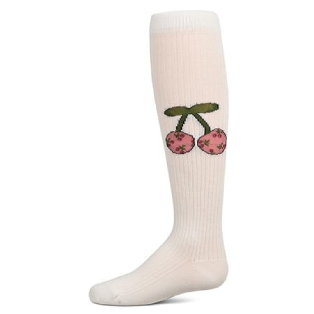 Memoi Ribbed Cherry Knee High - MKF-7192