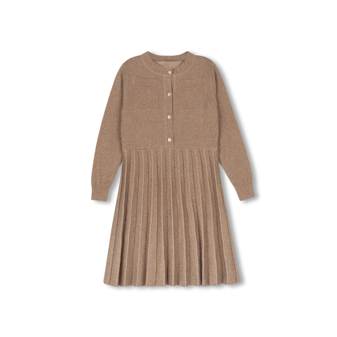 One Child  Cosmo Metallic Pleated Dress - C-19088