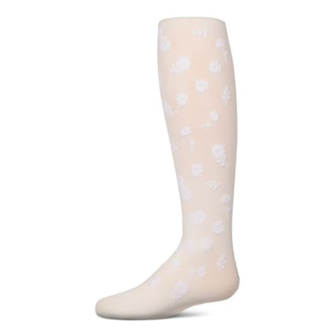 Memoi Flower Garden Flocked Opaque Tights - MKF-4087
