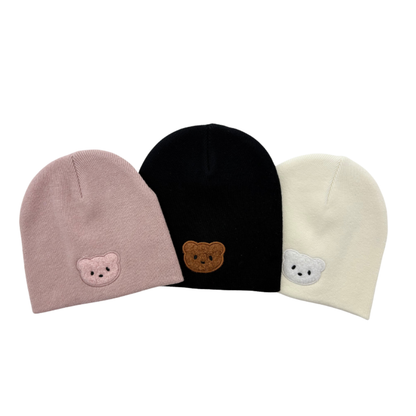 Mini Pops Baby Pull On Hat With Teddy Applique - BRD-106T