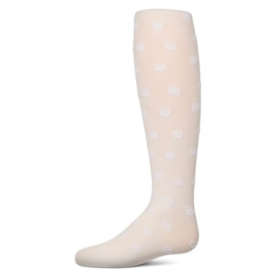 Memoi Overlapped Heart Flocked Opaque Tights - MKF-4086