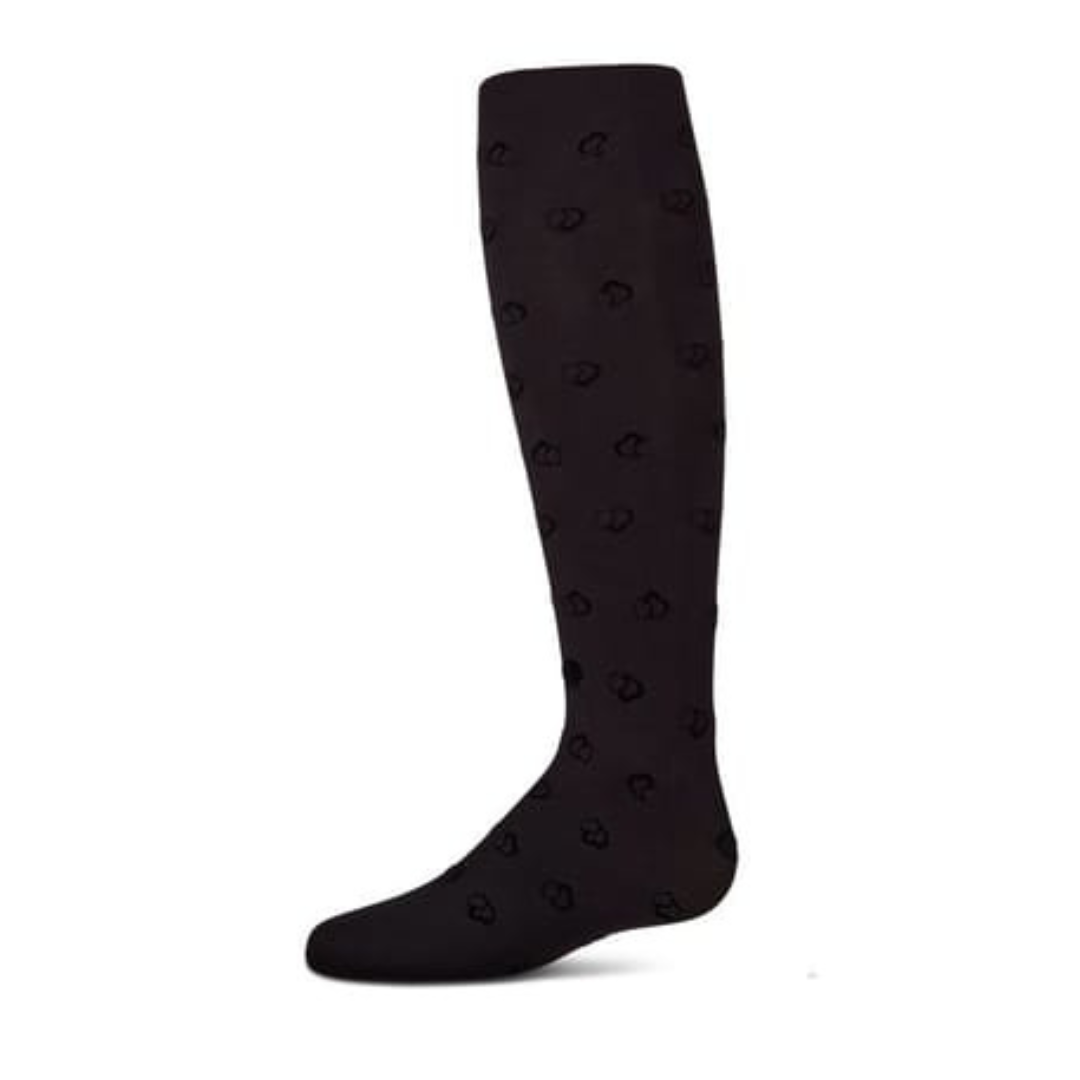 Memoi Overlapped Heart Flocked Opaque Tights - MKF-4086