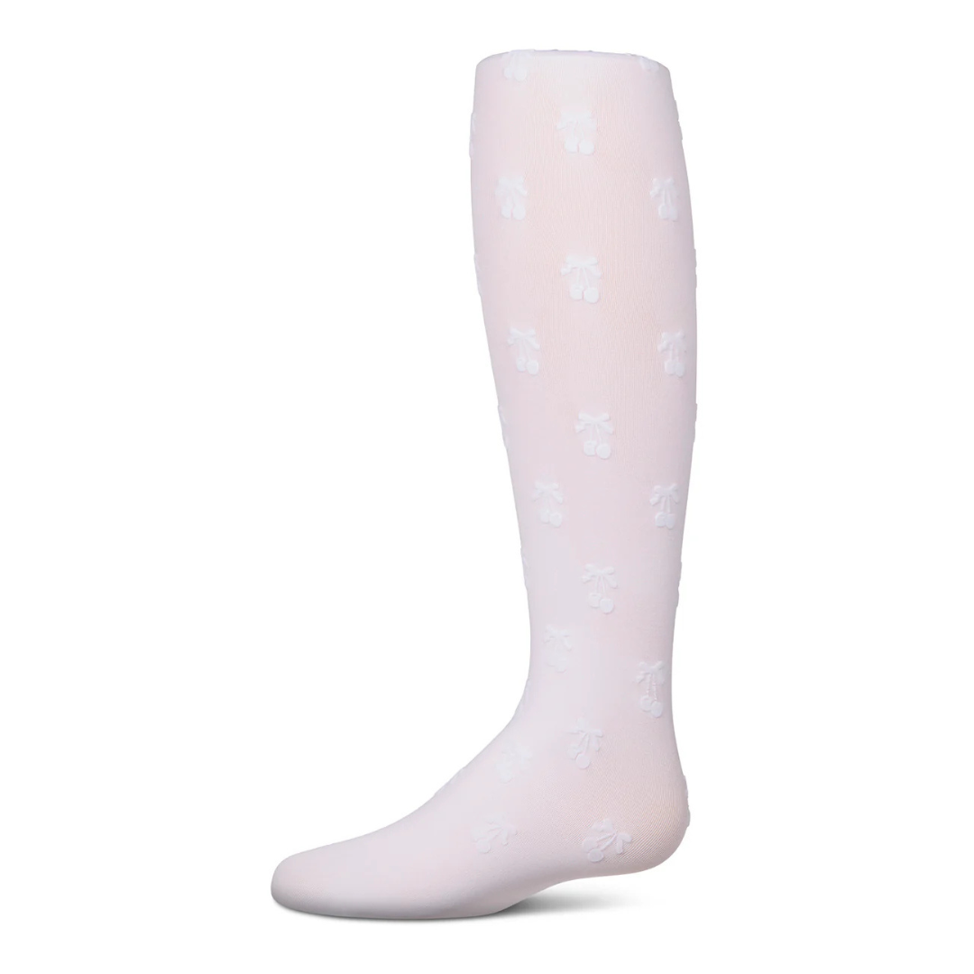 Memoi Cherry Flocked Opaque Tights - MKF-4089