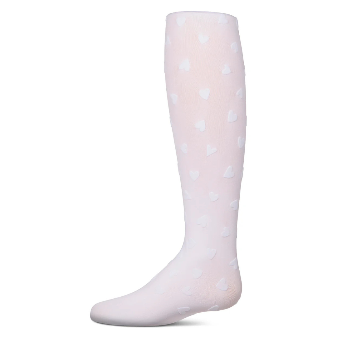 Memoi Heart To Heart Flocked Opaque Tights - MKF-4088
