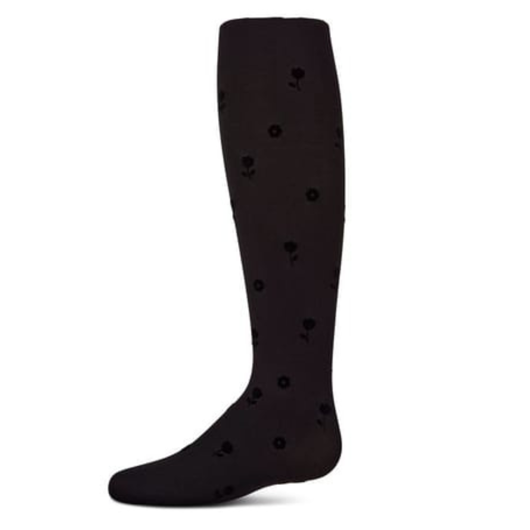Memoi Rose Flocked Opaque Tights - MKF-4085