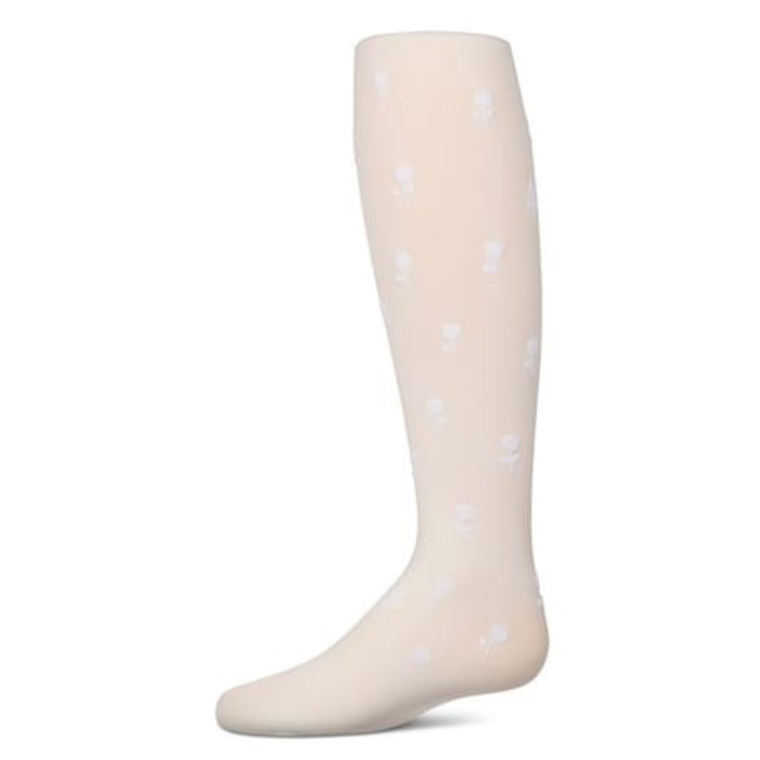 Memoi Rose Flocked Opaque Tights - MKF-4085