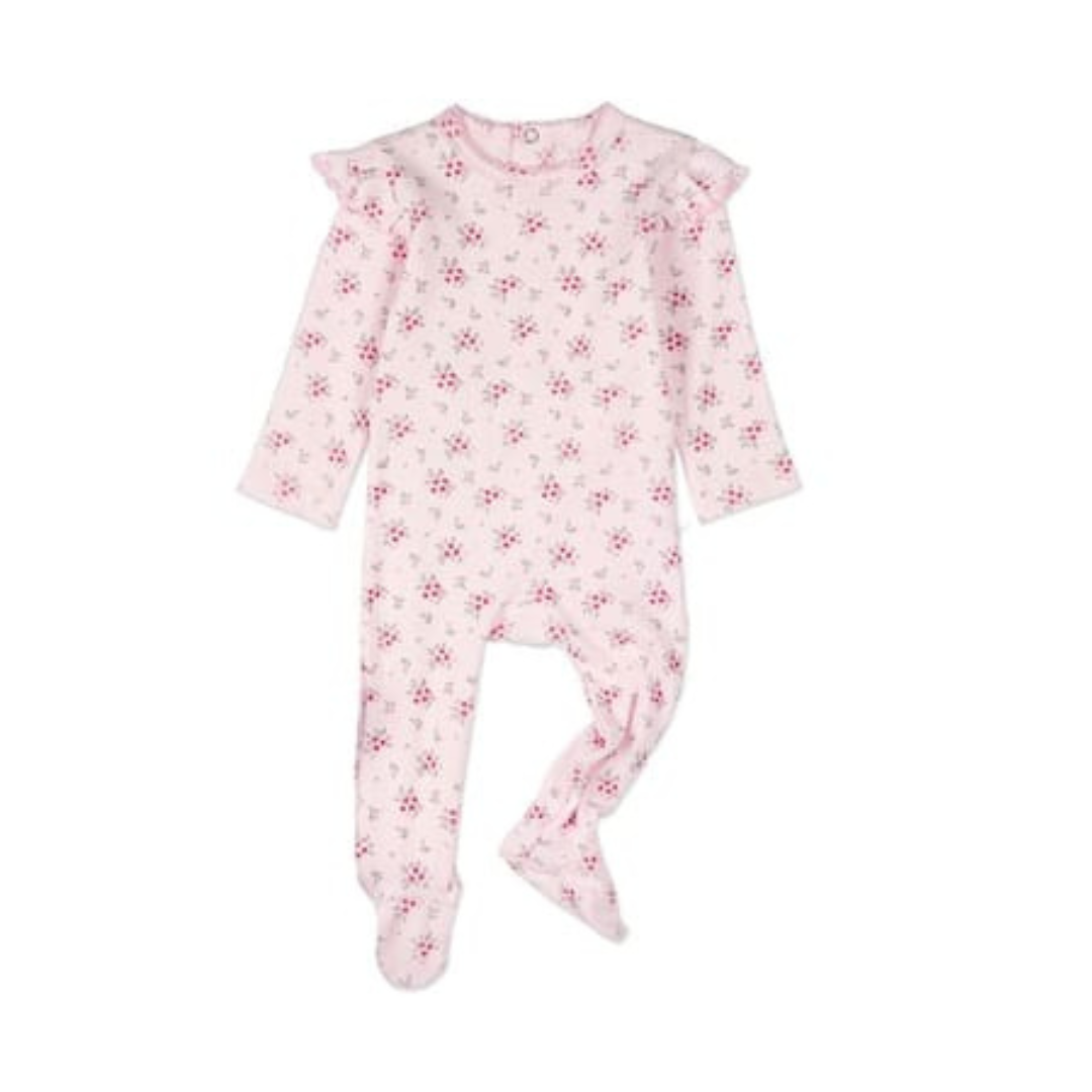 MiniMoi Ruffled Sleeve Floral Footie - IAA09635