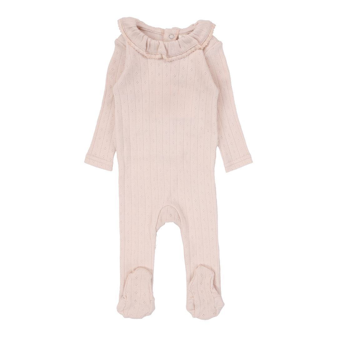 Lilette Fine Pointelle Collar Footie - FPCF