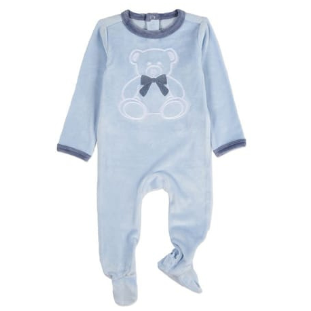 MiniMoi Teddy Snuggles Velour Footie - IAA09630