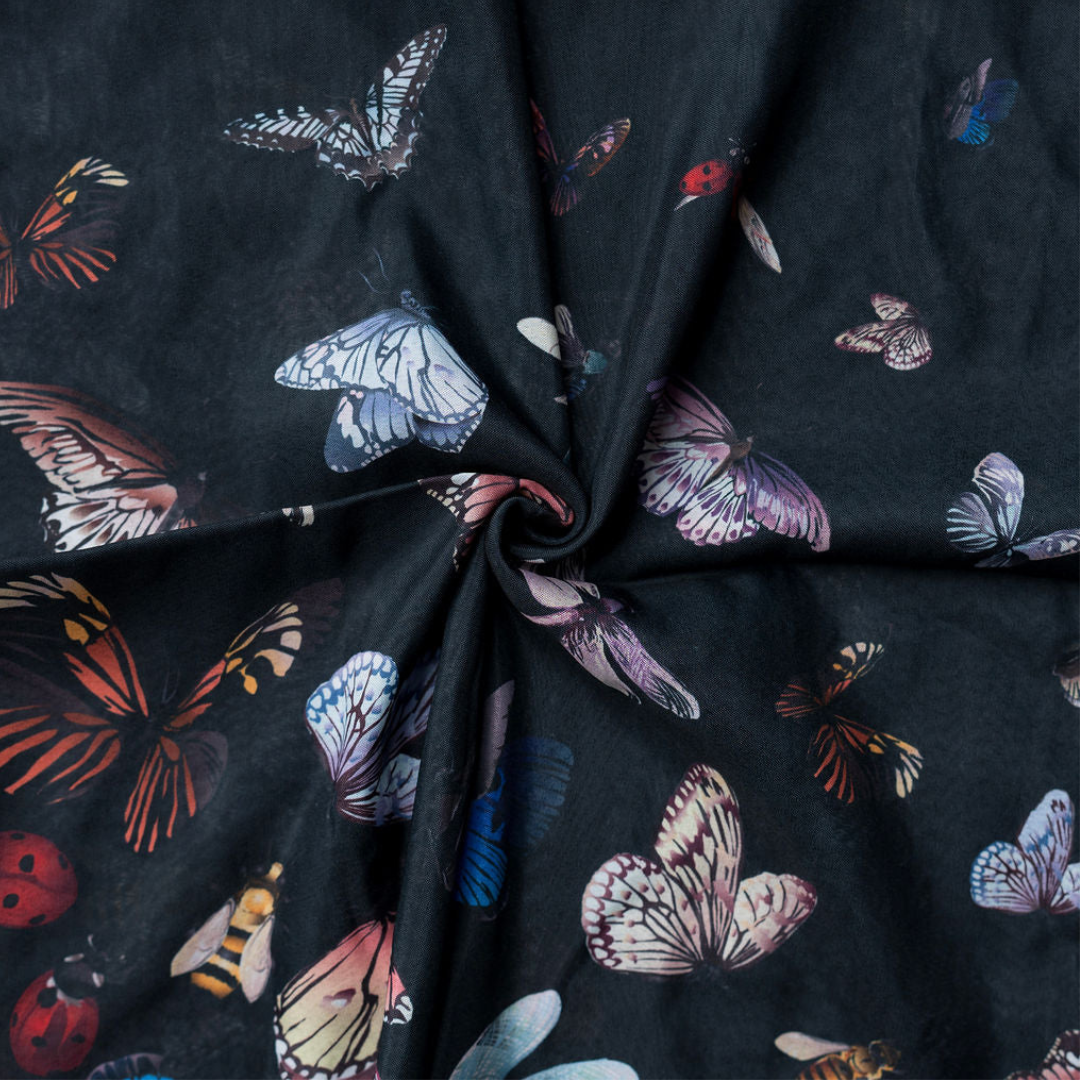 Nicsessories Black Butterfly Swirl Headscarf - Nic-05-AW25