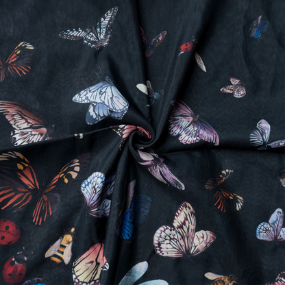 Nicsessories Black Butterfly Swirl Headscarf - Nic-05-AW25