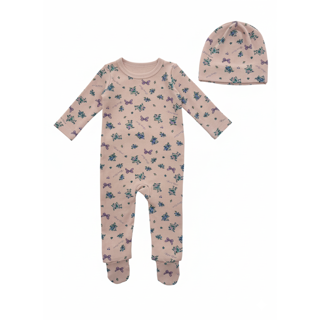 Bopop Bow Floral Footie - V130