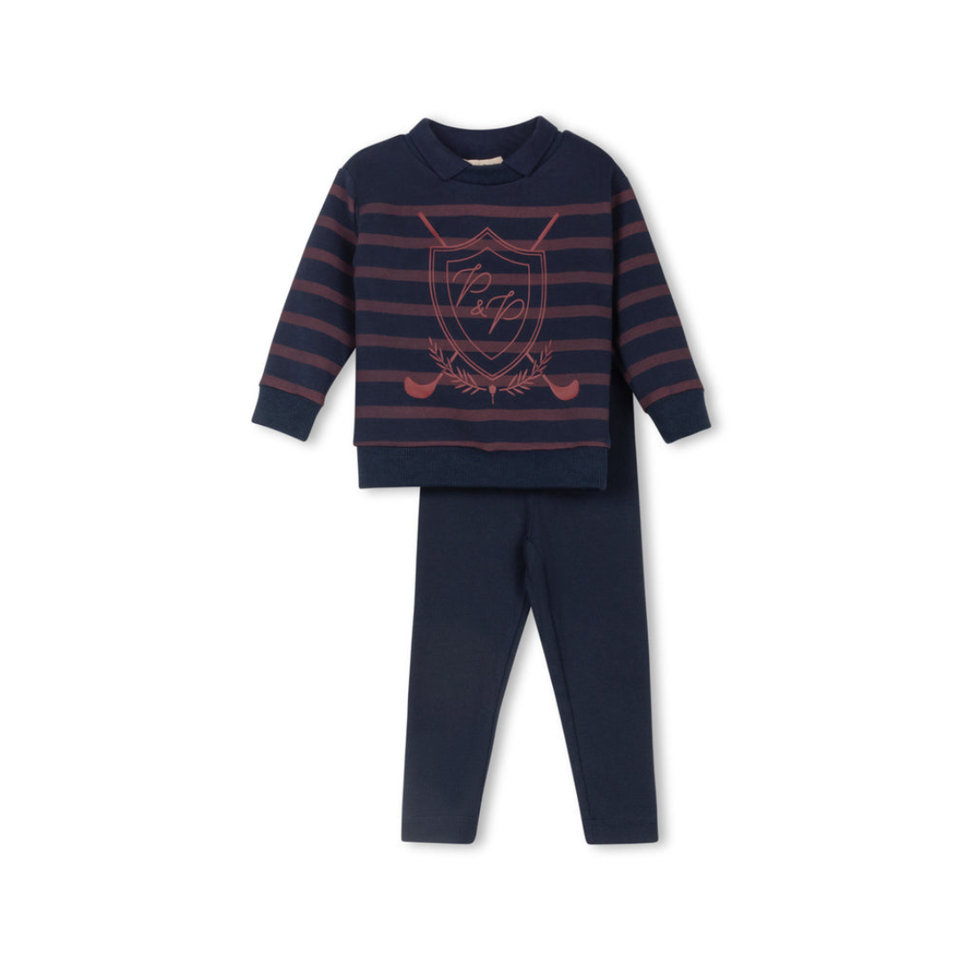 Phil and Phoebe  Tema Embroidered Emblem Sweater Set - C-23168