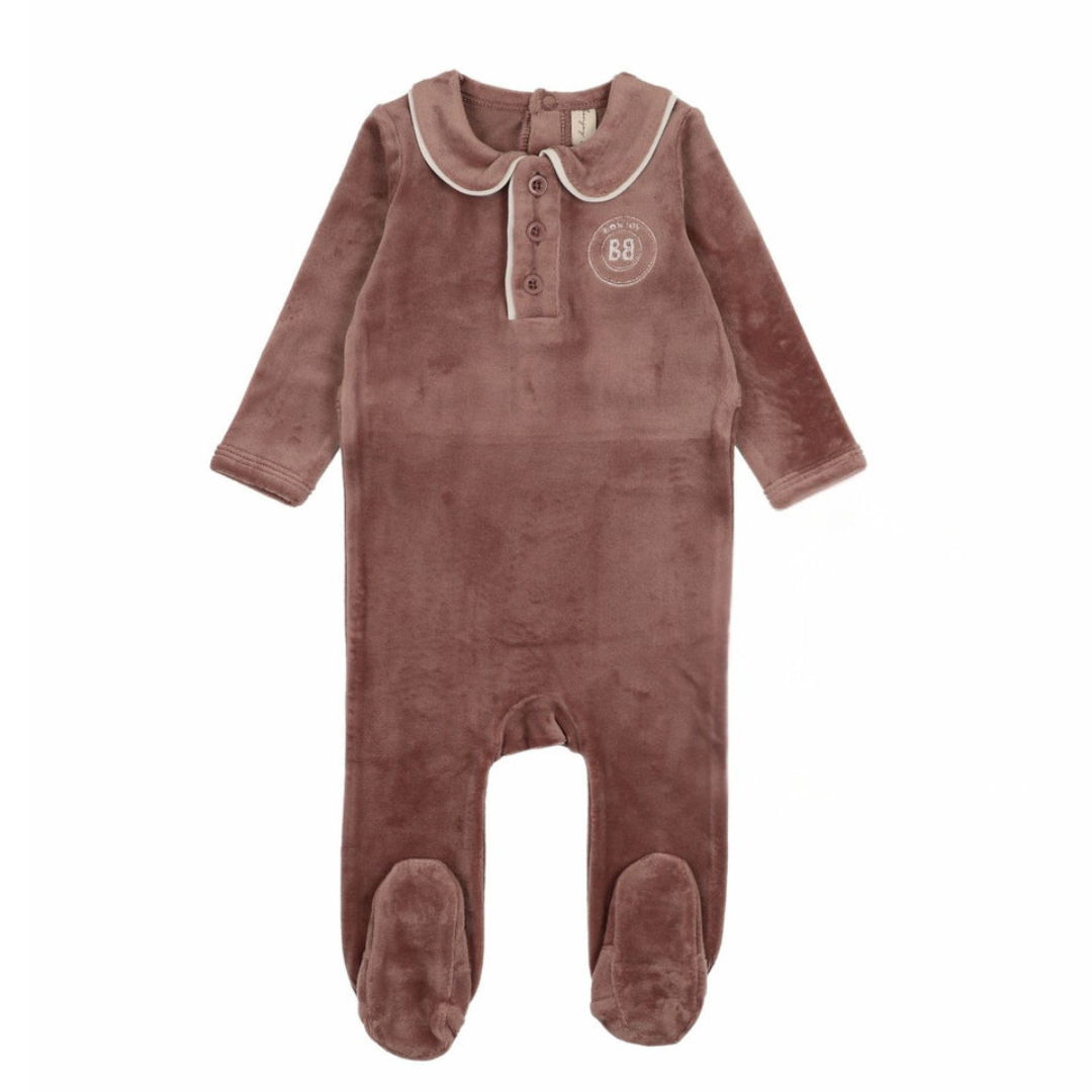 Bonjoy Velour Collar Emblem Footie - BPW25101F