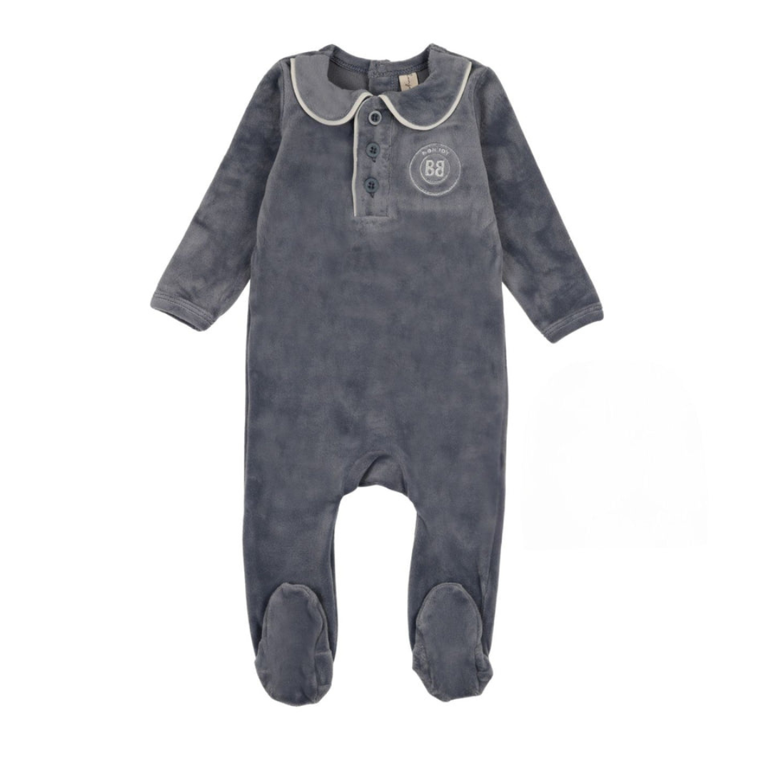 Bonjoy Velour Collar Emblem Footie - BPW25101F