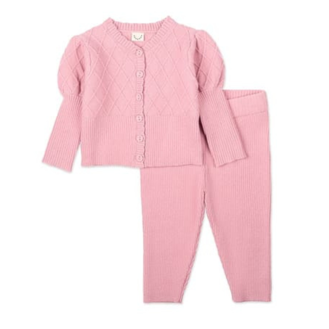 MiniMoi Juliet Mixed Knit Cardigan 2 Pc Set - INT09644