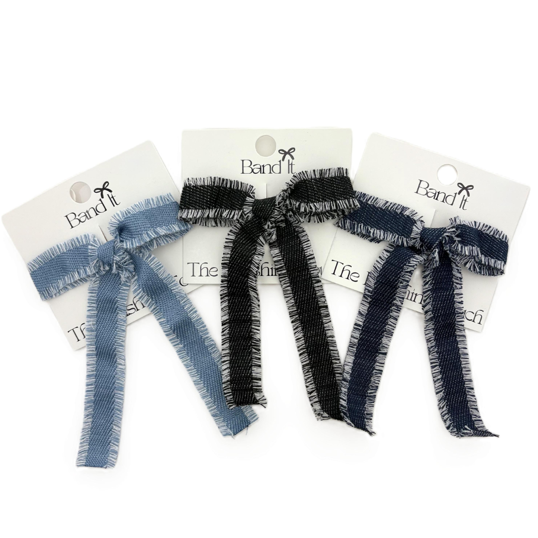 Hp Hair Accessories Frayed Edge Denim Med Bow - MD26S-031MB