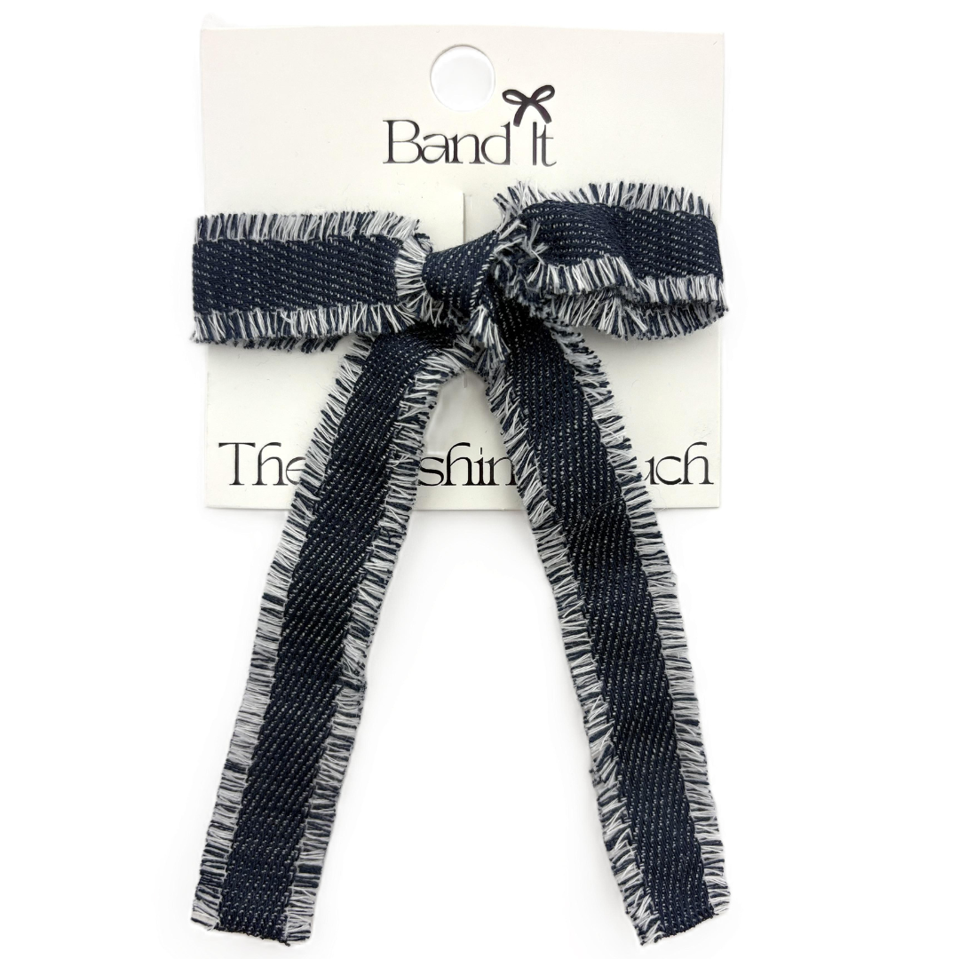 Hp Hair Accessories Frayed Edge Denim Med Bow - MD26S-031MB