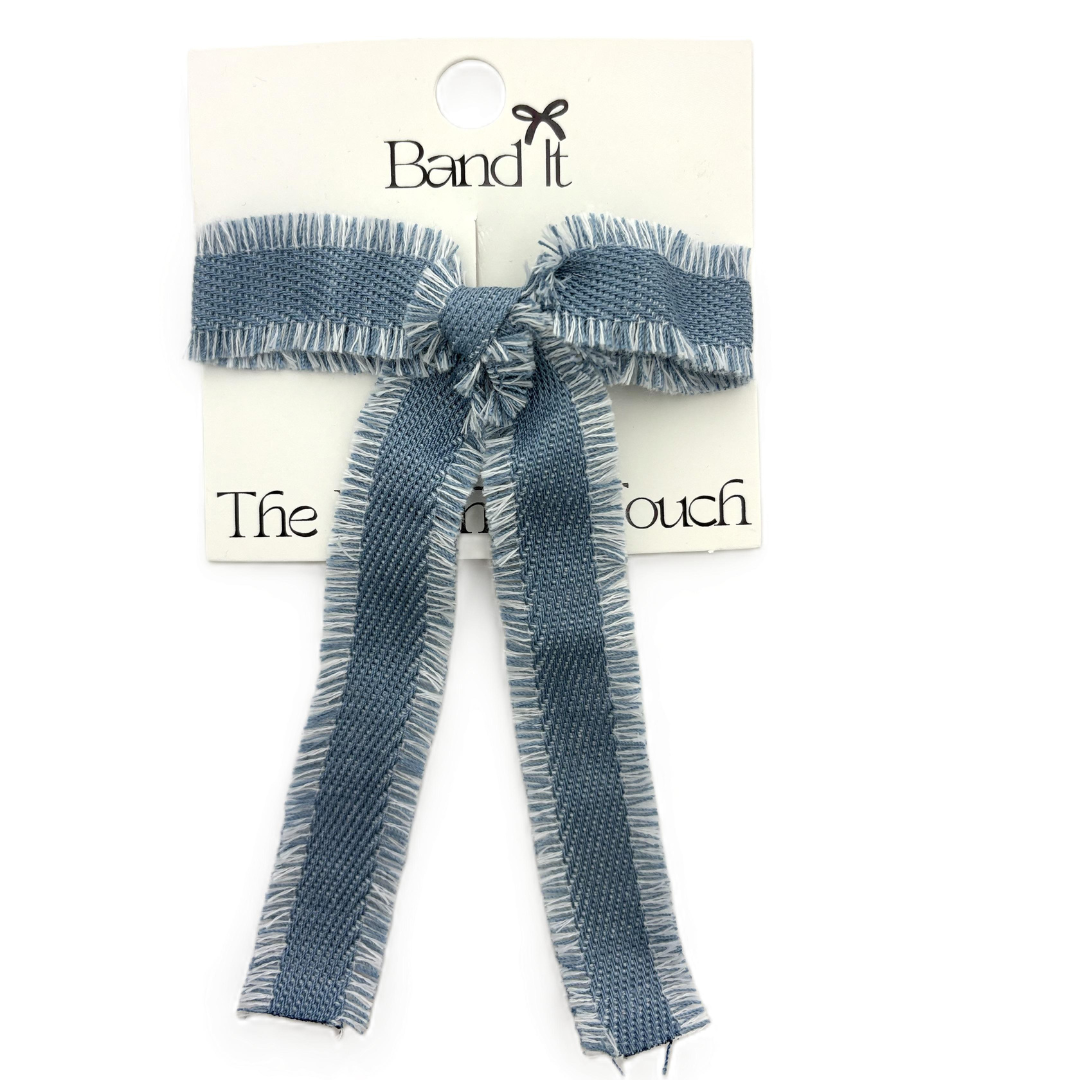 Hp Hair Accessories Frayed Edge Denim Med Bow - MD26S-031MB