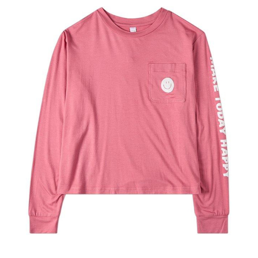 Memoi Make Today Happy Smiley Long Sleeve T-Shirt - MKC-116