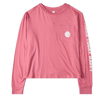 Memoi Make Today Happy Smiley Long Sleeve T-Shirt - MKC-116