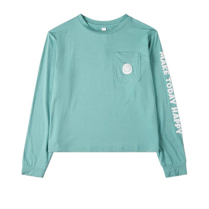 Memoi Make Today Happy Smiley Long Sleeve T-Shirt - MKC-116
