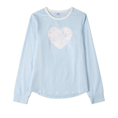 Memoi Distressed Heart Long Sleeve T-Shirt - MKC-117