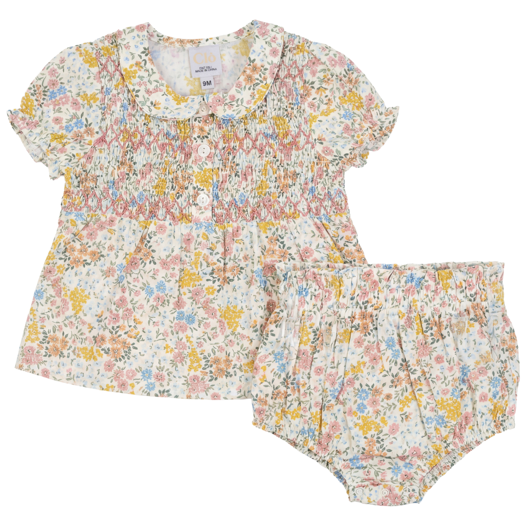 Clô Multi Flower Print Set With Front Mocking - SB6CP7416BG