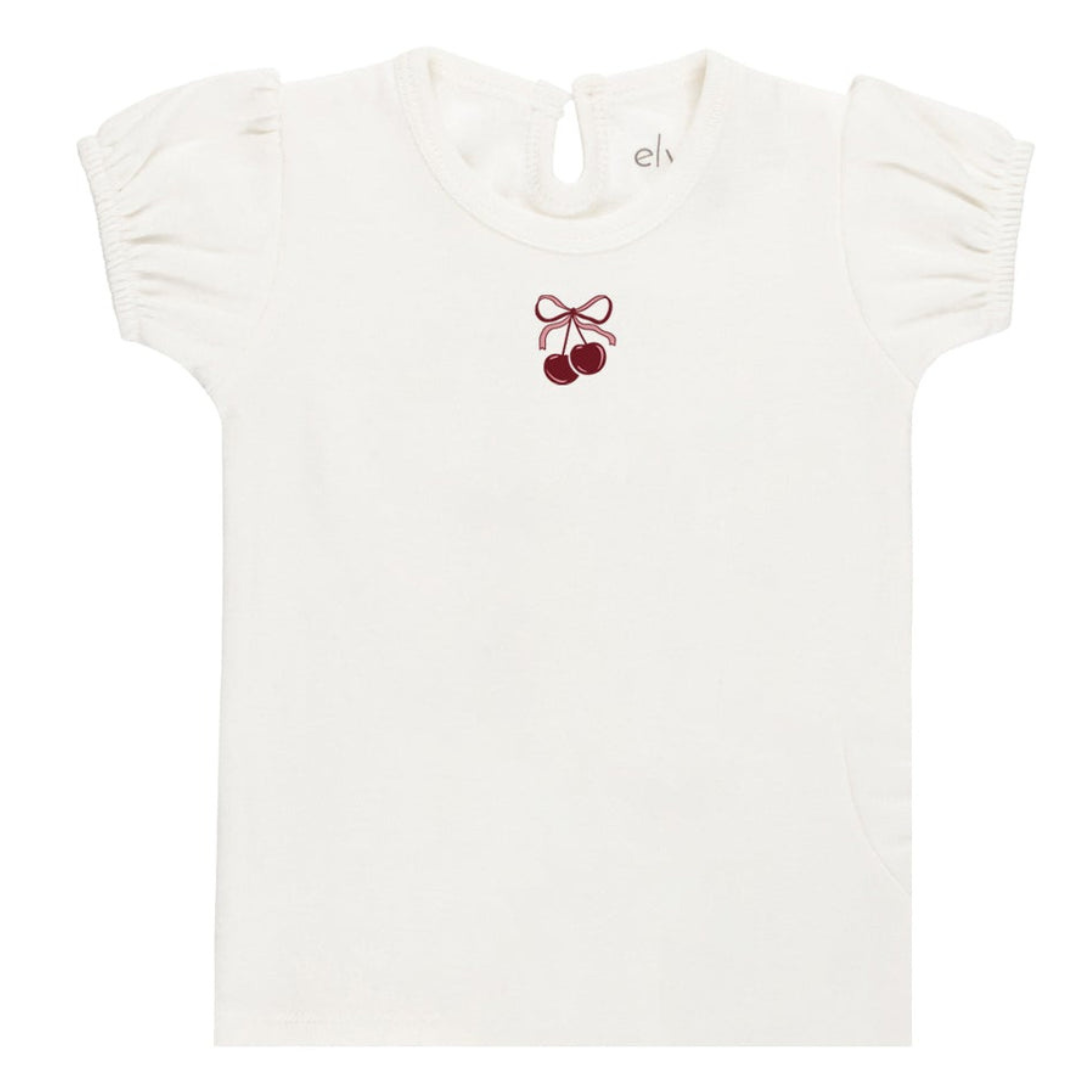 Aurora Pointelle Bow Print Collection Short Sleeve Tshirt - ASS26-0071-SST