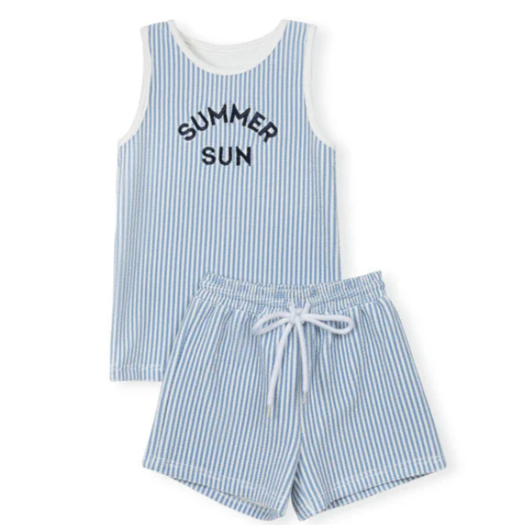 Cabana Seersucker Swim Tank Set - C-23960