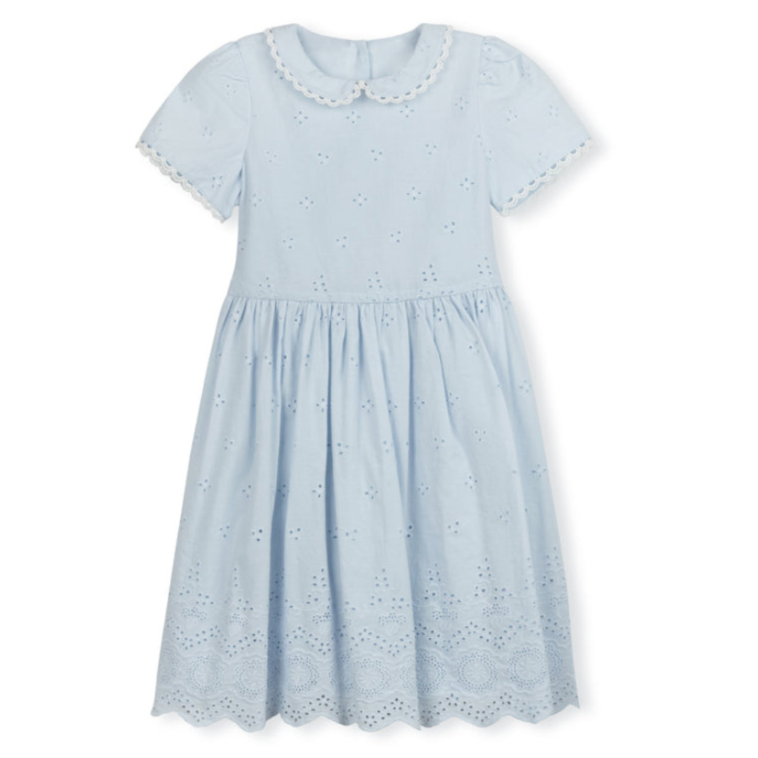 One Child Avery Eyelet Cotton Lace Trim Dress - C-25383