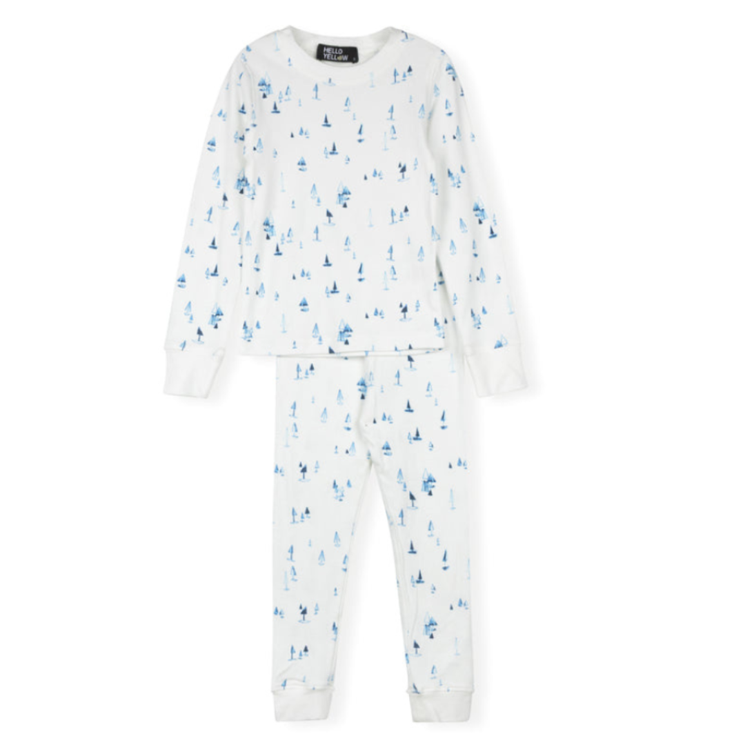 Hello Yellow  Small Printed Cotton Pajama Set - C-26842